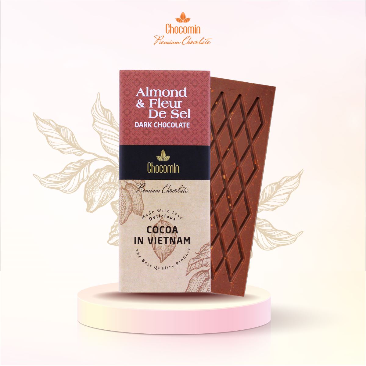 Almond & Fleur de Sel Dark Chocolate Bar